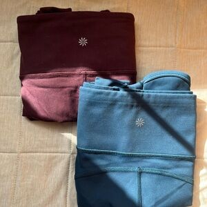 2 pair Athleta Navy Blue And purple leggings bundle SET